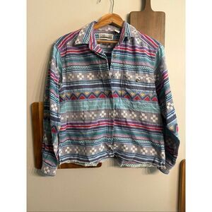 Vintage Cabin Creek Multicolor Cotton Button Up Western Shirt Size Petite Medium